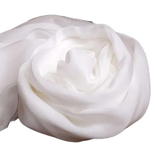 Plain White Color 100% Silk Chiffon Scarves White Silk Scarf For Printing Dyeing