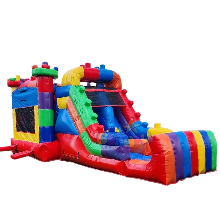 Blocks inflatable bouncer jumping bouncy castle jumper Building blocks bounce house with slide