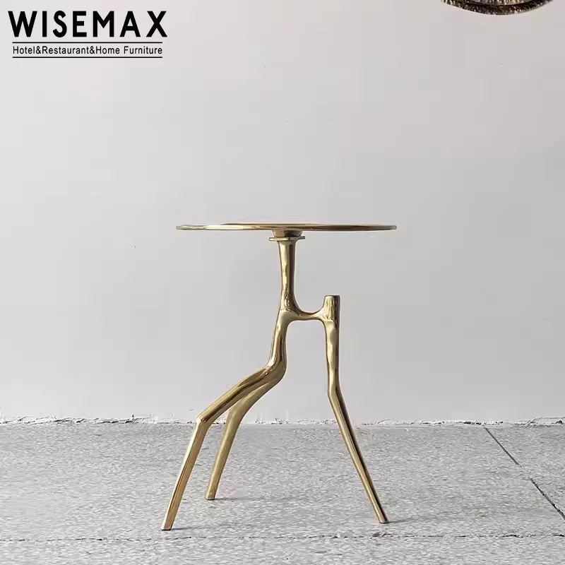 WISEMAX мебель ретро латунный журнальный столик с круглой крышкой для гостиной стул со стороны уникальные ветки дерева дизайн боковой стол