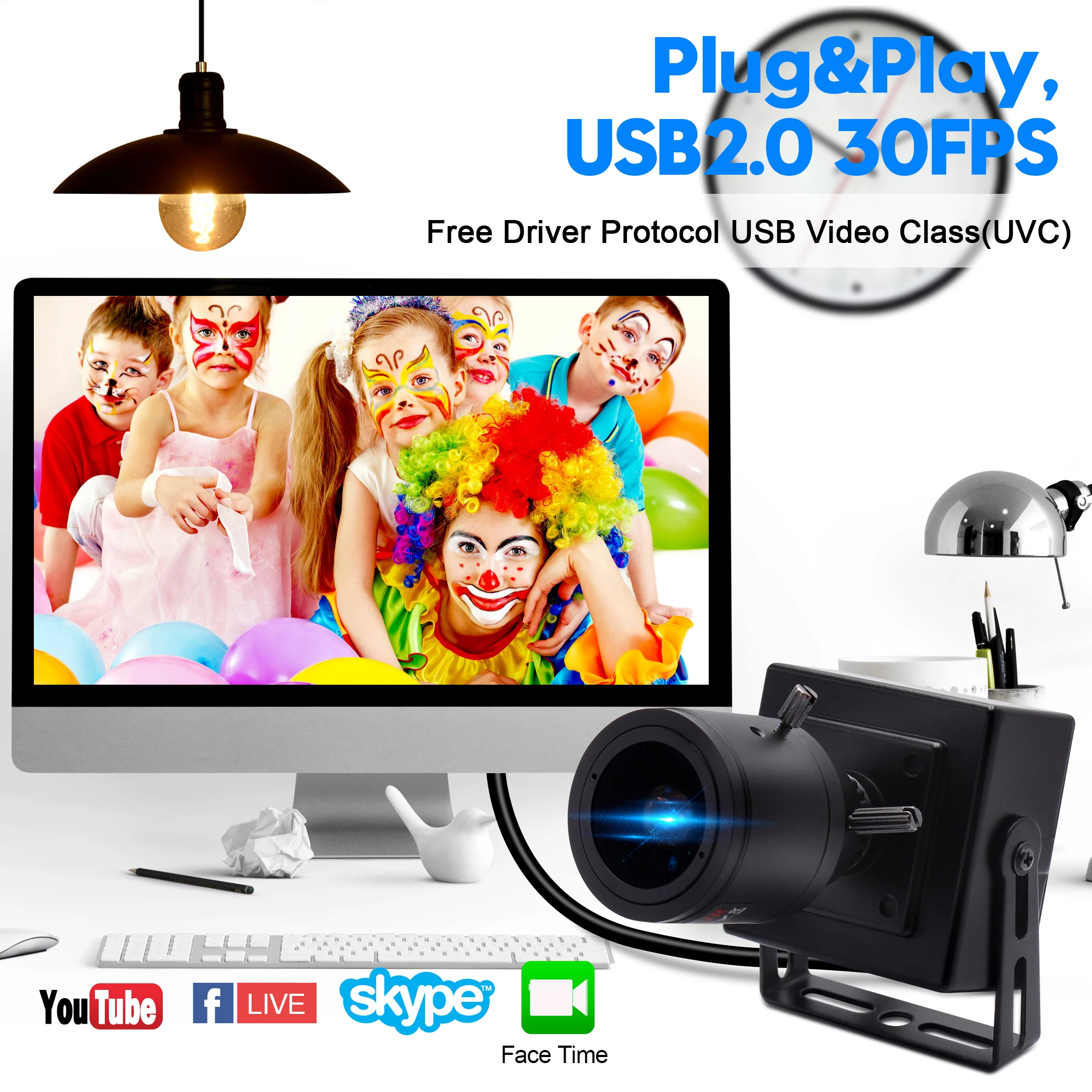 ELP 1080P 60fps PC Webcam 260fps Zoom 4x CMOS OV4689 Color PC HD Mini USB Digital Video Camera With 2.8-12mm Varifocal Lens