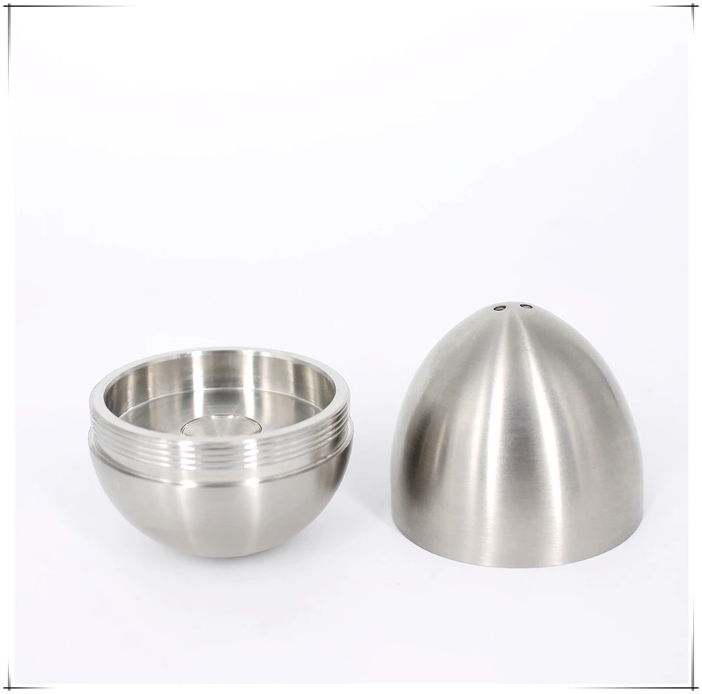 Egg Shape 304 Stainless Steel salt and pepper shaker in tumbler design