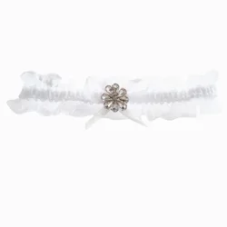 MULHERELFO Sexy Lace Flower Crystal Rhinestones Wedding Garter Belt Bridal Thigh Leg Garter