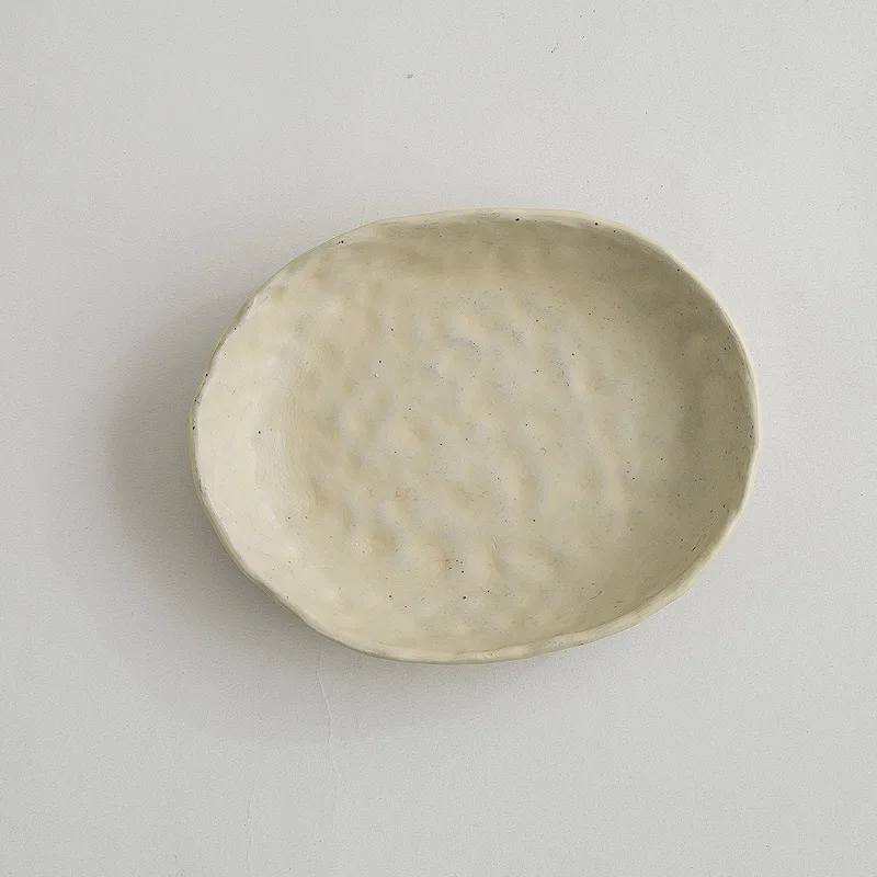 Hot Selling Nordic Style Handmade Ceramic Plate Rice Pottery Bowl Tableware Porcelain Dish Dinnerware Luxury Set