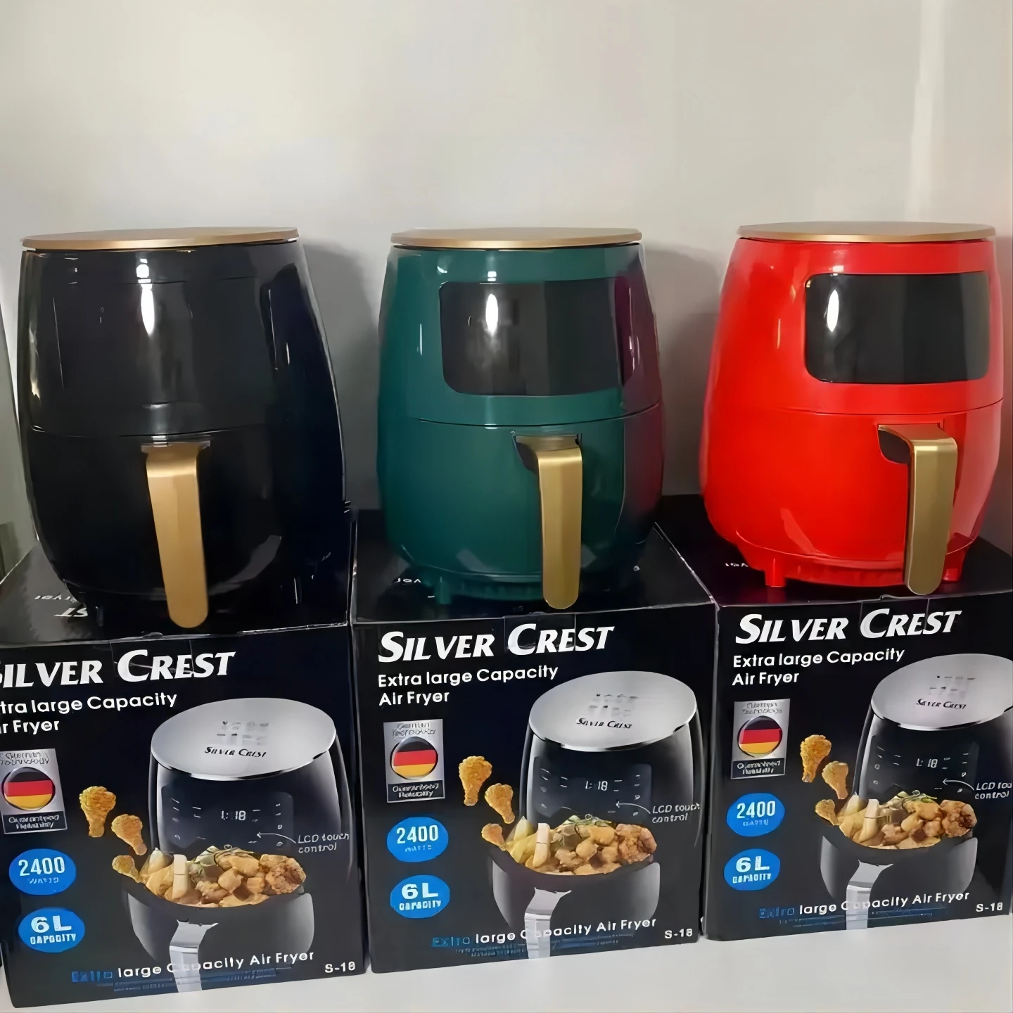 Hot Selling 6L 8L Silver Crest Air Fryer Digital Touch Screen Electric Large Capacity Oil Fee Air Fryer 2400W