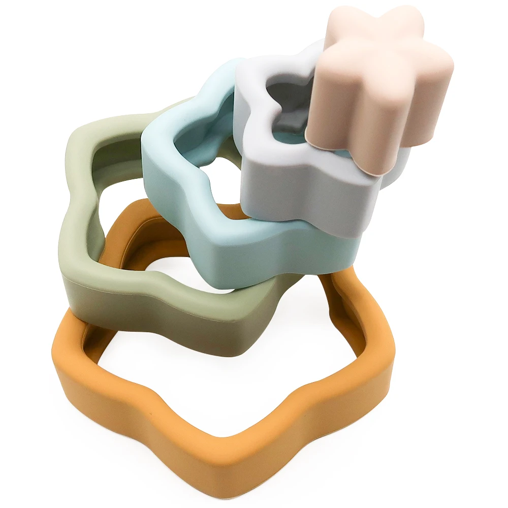 Kids multiple use perfect match silicone tower new fancy colors toy baby stack up toys