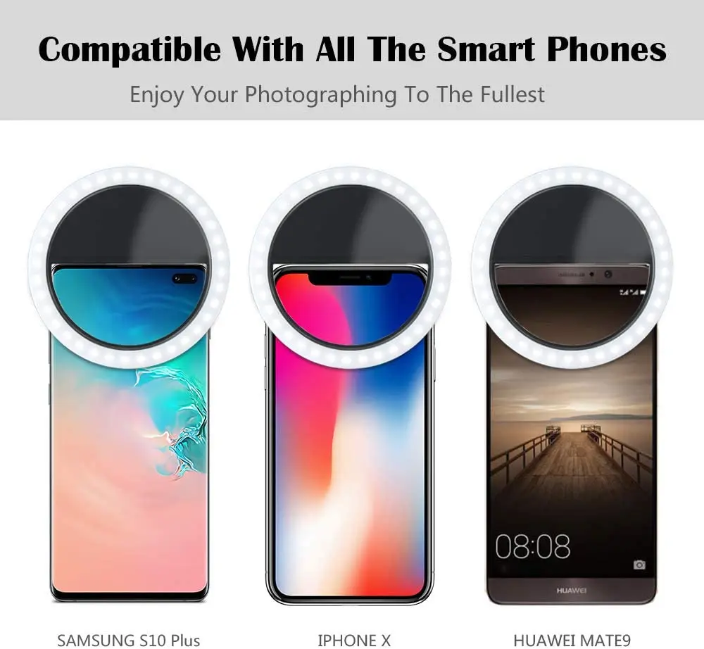 
Rechargeable Portable Selfie LED RGB Dimmable Ring Light Mobile Phone Light Beauty Flash Fill Light For SmartphoneDimmable Ring 