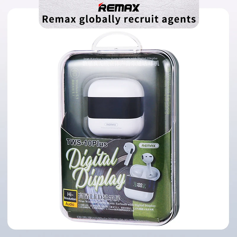 Remax TWS-10i плюс цифровой дисплей наушники Bluetooth беспроводные наушники-вкладыши Tws с мобильные телефоны I12 для