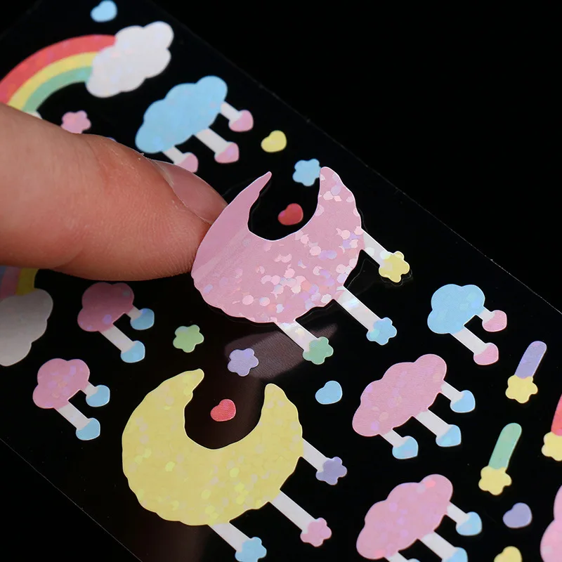 Wholesale K-pop custom printing  Lovely Journal Decoration holographic vinyl custom die cut sticker sheet