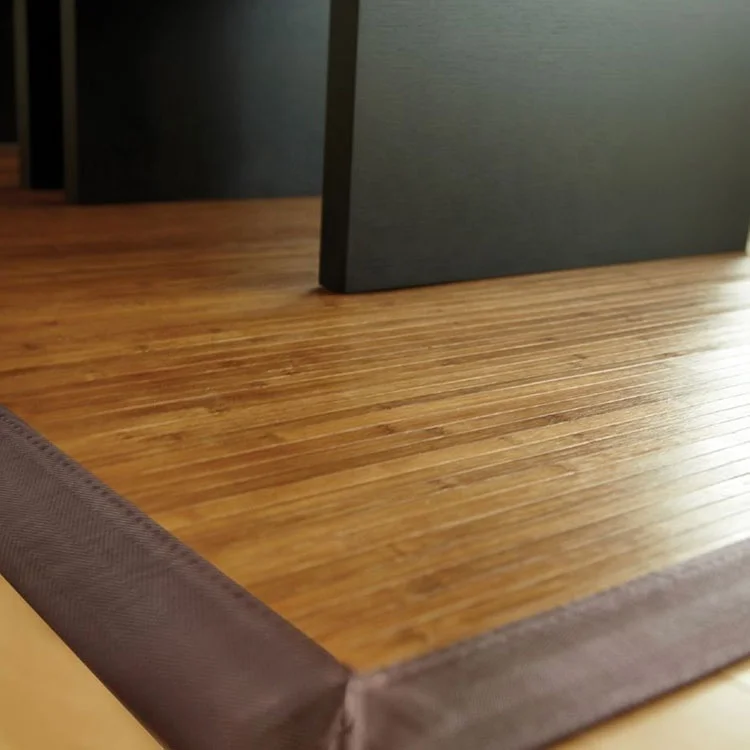Eco-friendly Dark Tan Bamboo Floor Carpet Multifunctional Rectangle Design for Living Room