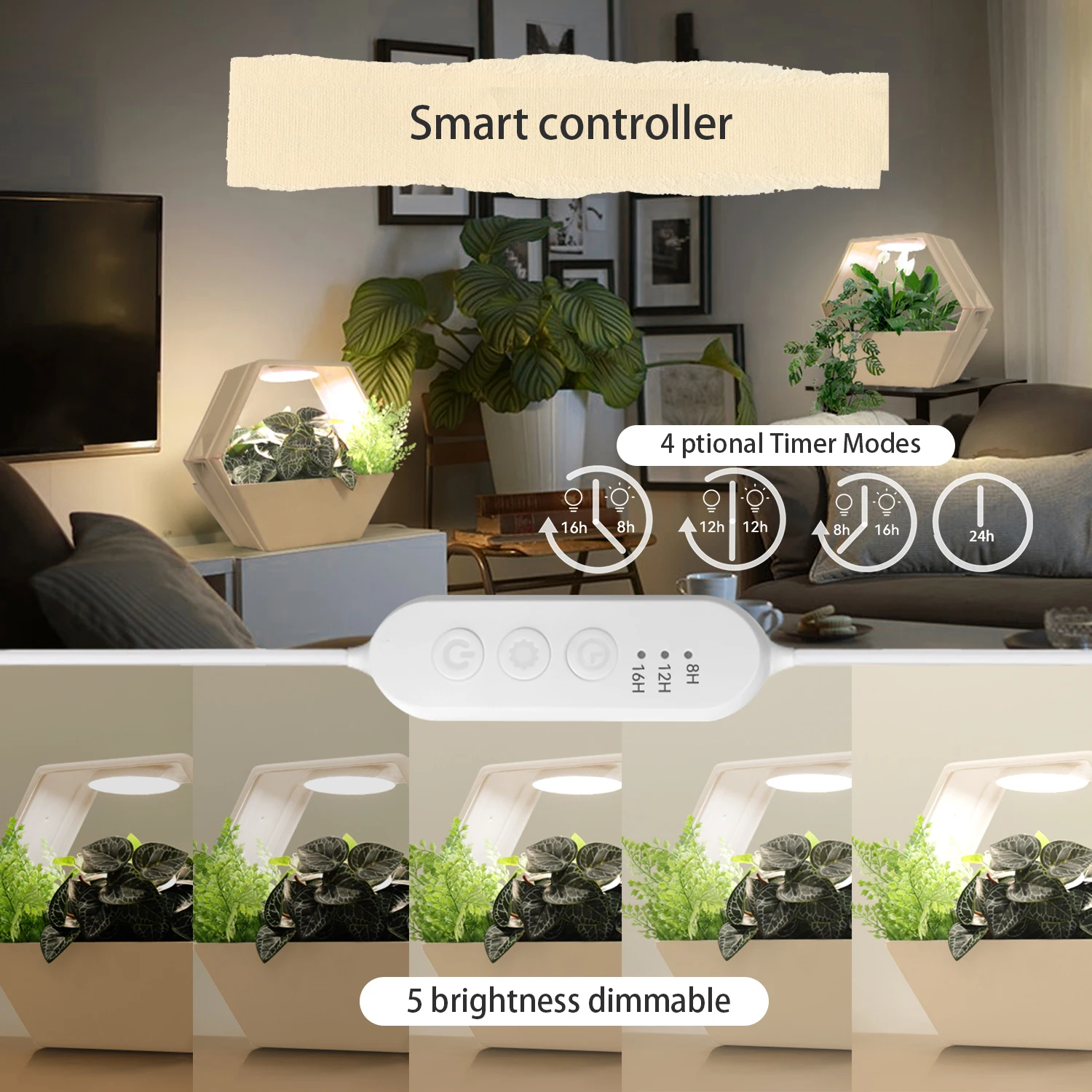 J&C Minigarden 2023 eco friendly self watering flower plant pots kitchen tabletop home smart grow light bamboo chaff product