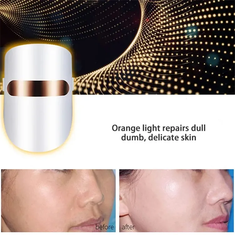 Skin Face Care Tool Wireless LED Face Mask  Whitening Portable USB Rechargeable LED 3 Color Facial Mask