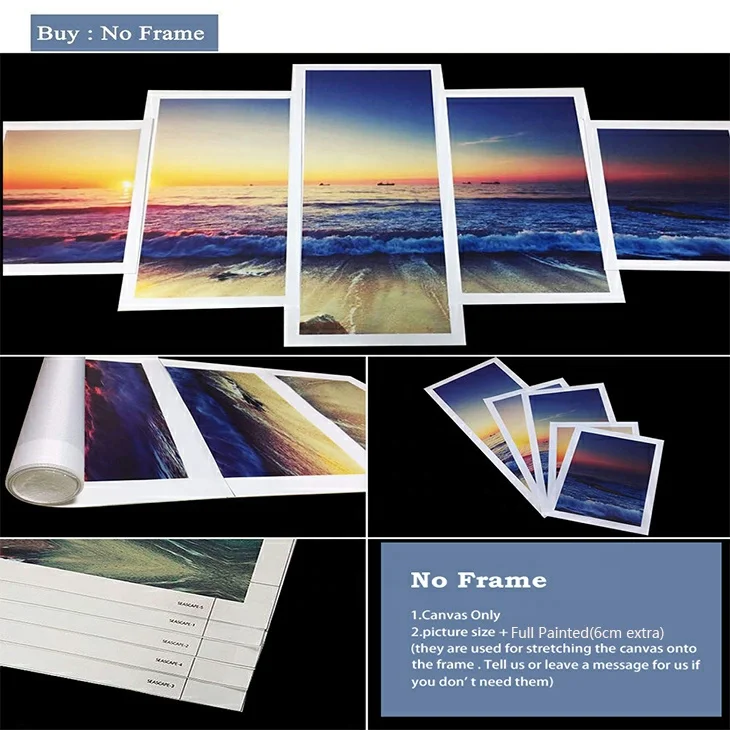 Modern Print City Paintings Art Print Canvas Wall Art 5 Panel Landscape Picture