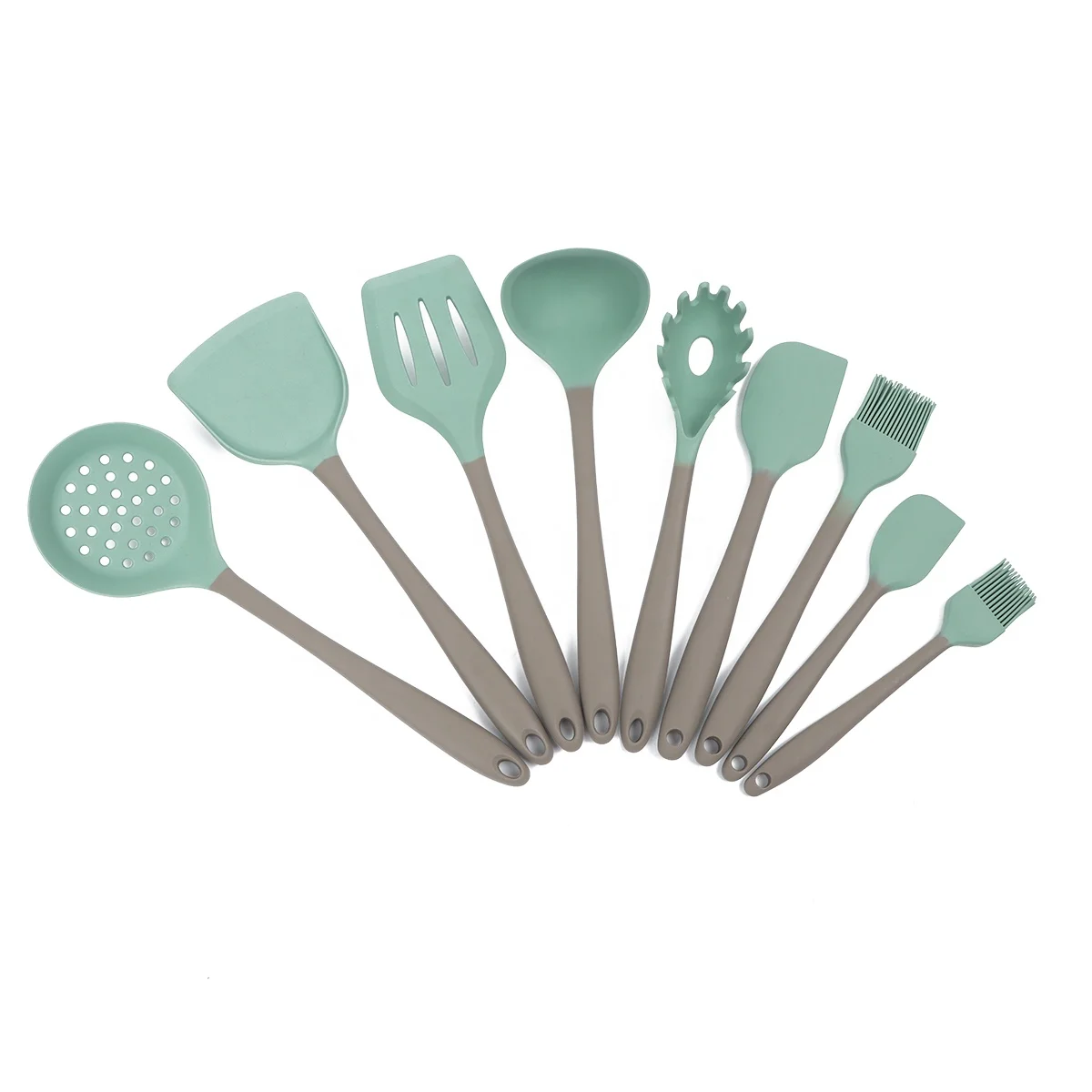 Kingwise Utensils Manufacturers Non stick Heat Resistant Kitchenware Nordic 9 PCS Kitchen Silicone Cooking Utensil Set