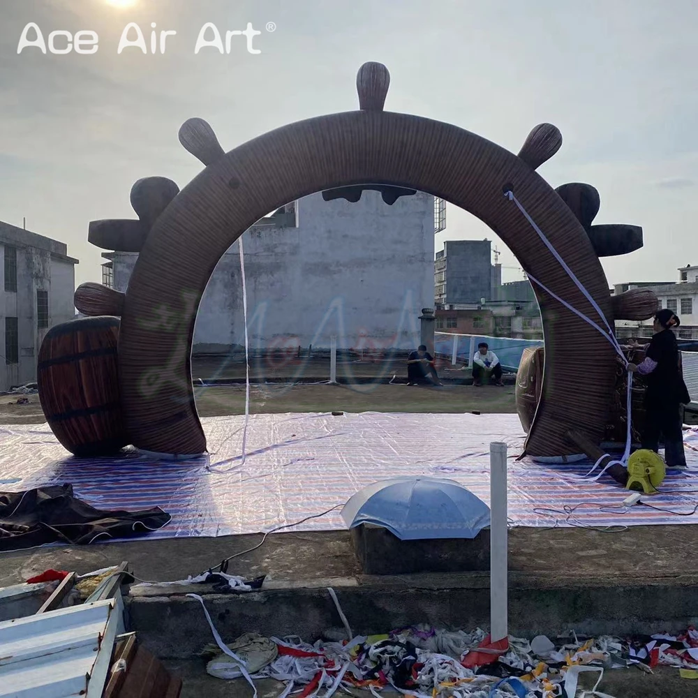 7 МВт надувной пиратский корабль Арка наружная тематическая вечеринка Рождественский Декор Съемный чехол вход Коробка С Сокровищами