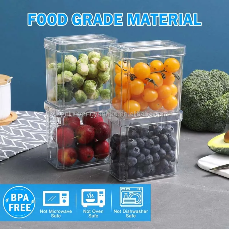 High Quality Kitchen Storage Clear Stackable Refrigerator Storage Organizer Bins for Vegetable Berry Cereals Grape Fruit
