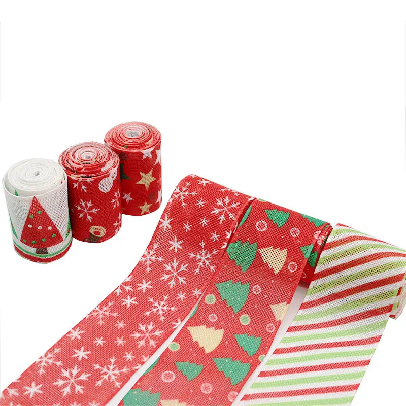 
Customized wholesale celebrations sustainable poliprolieno buffalo burlap christmas ribbon 