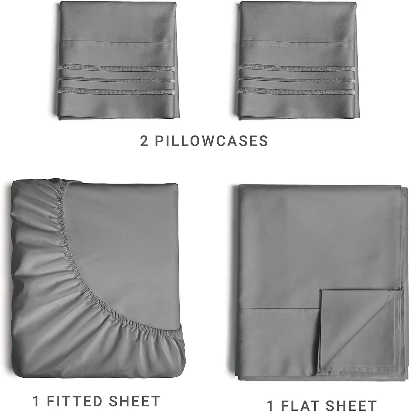 Extra Soft Deep Pockets Wrinkle Free Breathable 4 Piece King Size Dark Grey Cooling Bed Sheet Set