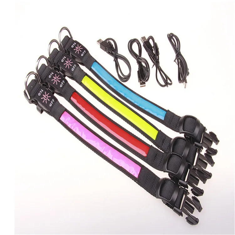LED Light Nylon Webbing Wholesale Custom Pets Accessories Dog Collar Led Collares