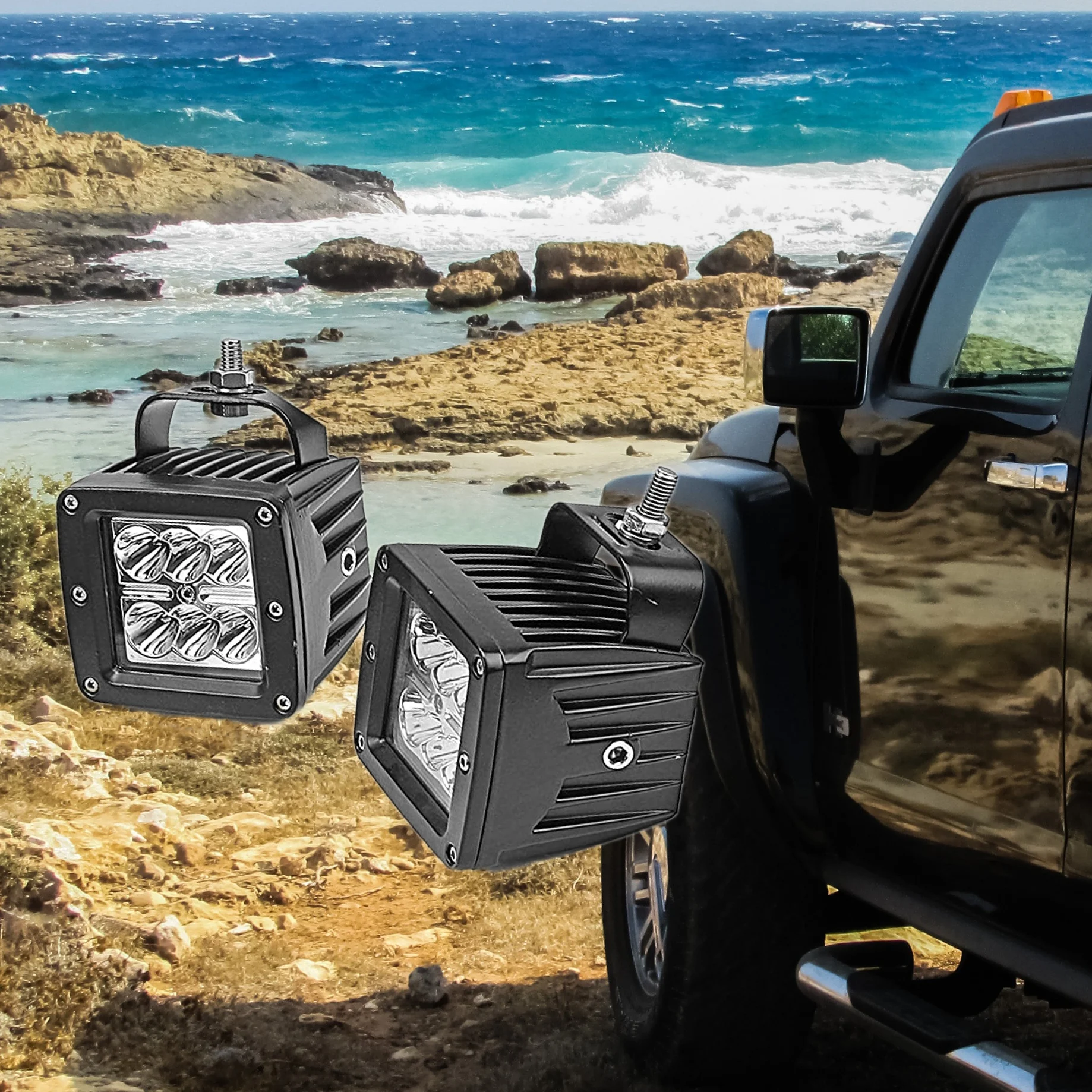 Светодиодная балка 4 дюйма, 18 Вт, точечный прожектор, прожектор янтарного цвета, светодиодные фары дальнего света для внедорожников, квадроциклов, мотовездеходов, грузовиков, пикапов, джипов, лампа