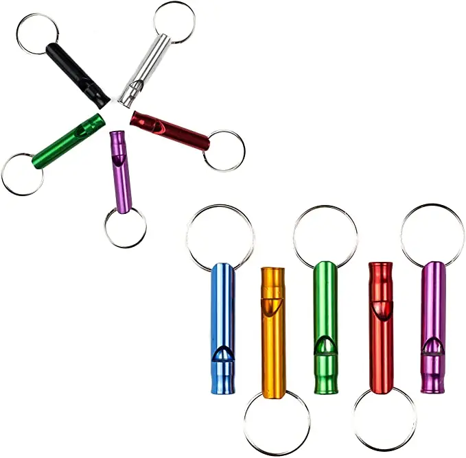 Custom Metal Hiking Outdoor Tools Survival Emergency Self Defense Whistle Keychain