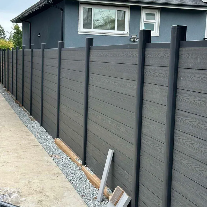 Wooden Fence Panels  WPC Embossed Fence Anti-corrosion and Insect Repellent Modern Outdoor Privacy Garden Fence