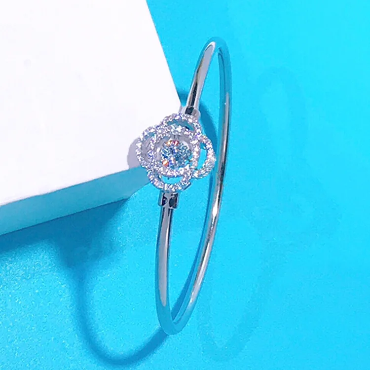Dropshipping CZ Dancing Diamond Stone Four Leaf Clover Shape Bracelet 100% S925 18k White Gold Plated Beating Heart Bracelets