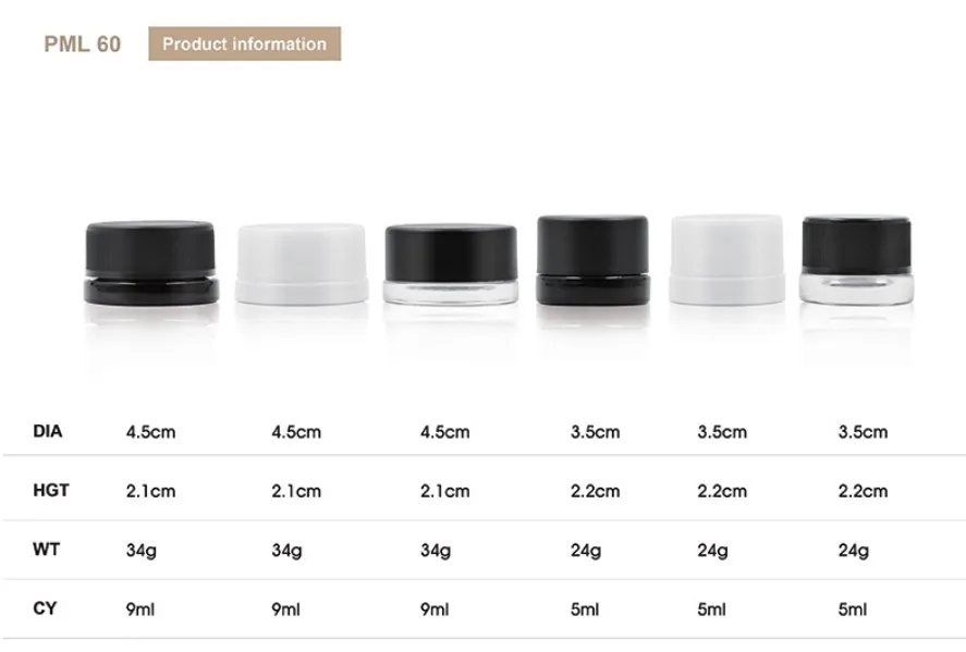 Factory Price Clear Glass Thick Wall Concentrate Jars 3g 5g 7g 9g with Child Resistant PP Closures