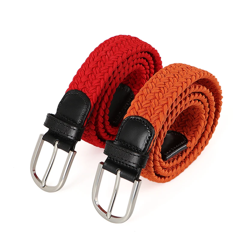 Chinese Manufacturer  Elastic Mens Belt  Adjustable Stretch  Belt Women Braided Genuine Leather Belts
