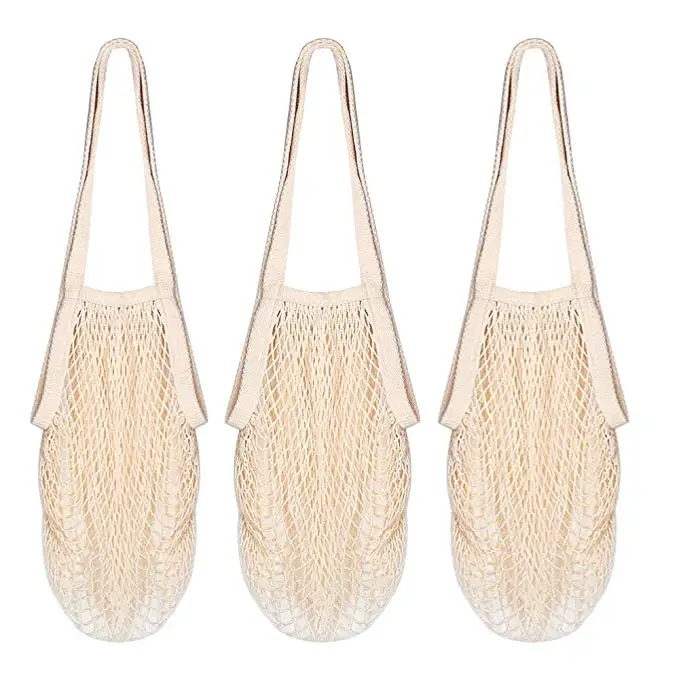 Многоразовые портативные продуктовые сумки, моющаяся хлопковая Сетчатая Сумка для покупок