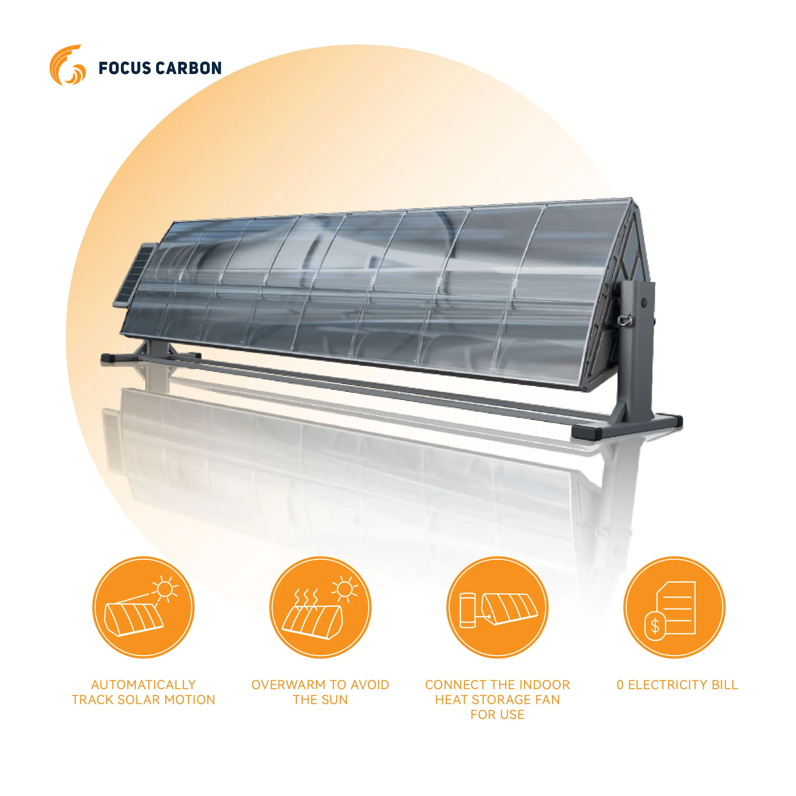 Focus Carbon High Level steam generator parabolic solar concentrator collector