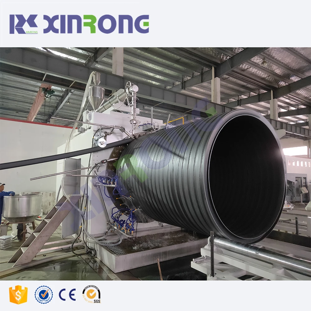 Xinrong 3000mm HDPE winding pipe extrusion line /HDPE plastic hollow wall winding spiral pipe machine