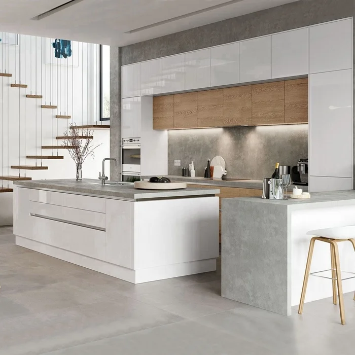 Luxury White Lacquer Modern Style Italian Design  Modular Kitchen Cabinet