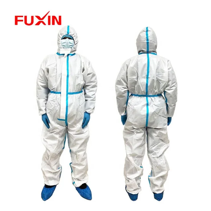 Disposable PPE Nonwoven Coverall With Hood Waterproof Overalls Clothes