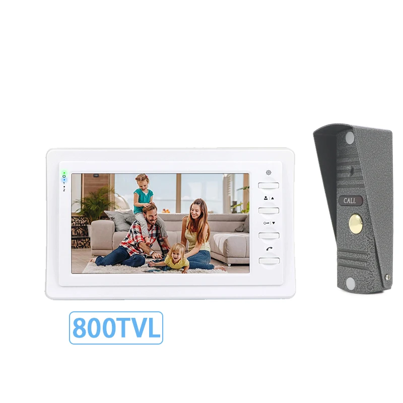 4 Wire Video Doorbell Intercom System Door Phone Monitor Screen with Night Vision Camera Two-way Audio 800 TVL Ringtones