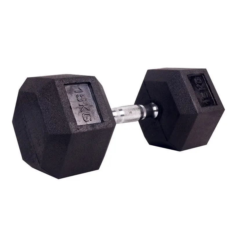 Rubber coated  chroming handle  hexagon dumbbell in stock for immediately shipping
