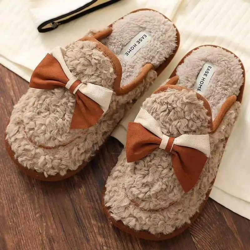 2022 new couple winter home plus flannel cotton slippers non-slip men and women Baotou slippers home ins