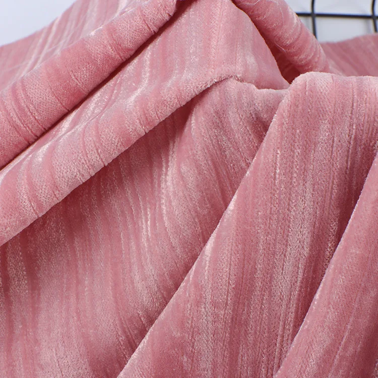 100% Polyester Non Stretch Pressed Crepe Velvet Fabric Wrinkled Velvet Fabric Silk Velvet Fabric