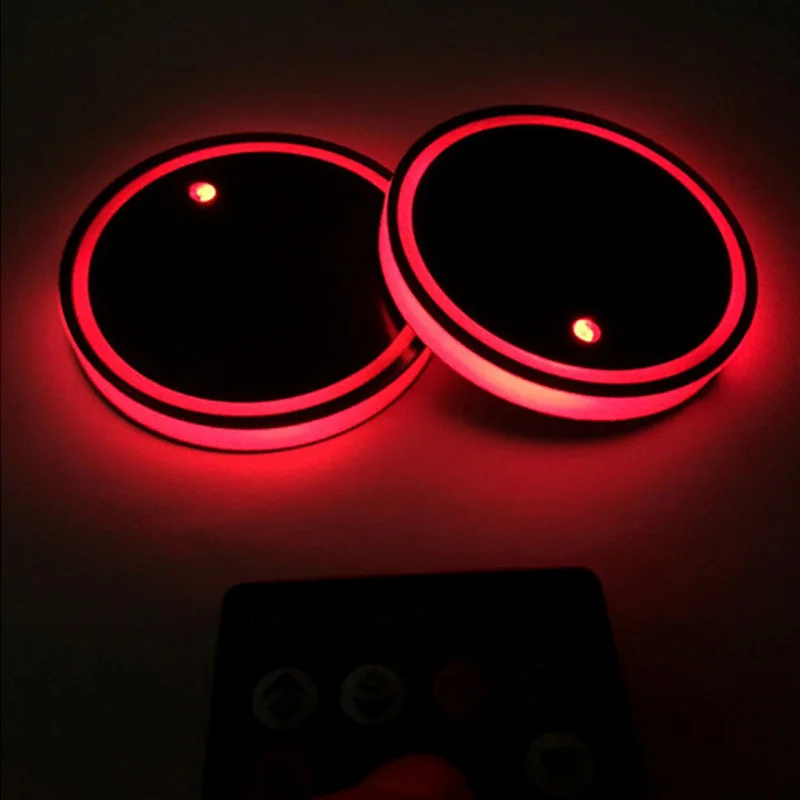 Car LED car logo cup light stand USB charging waterproof mat