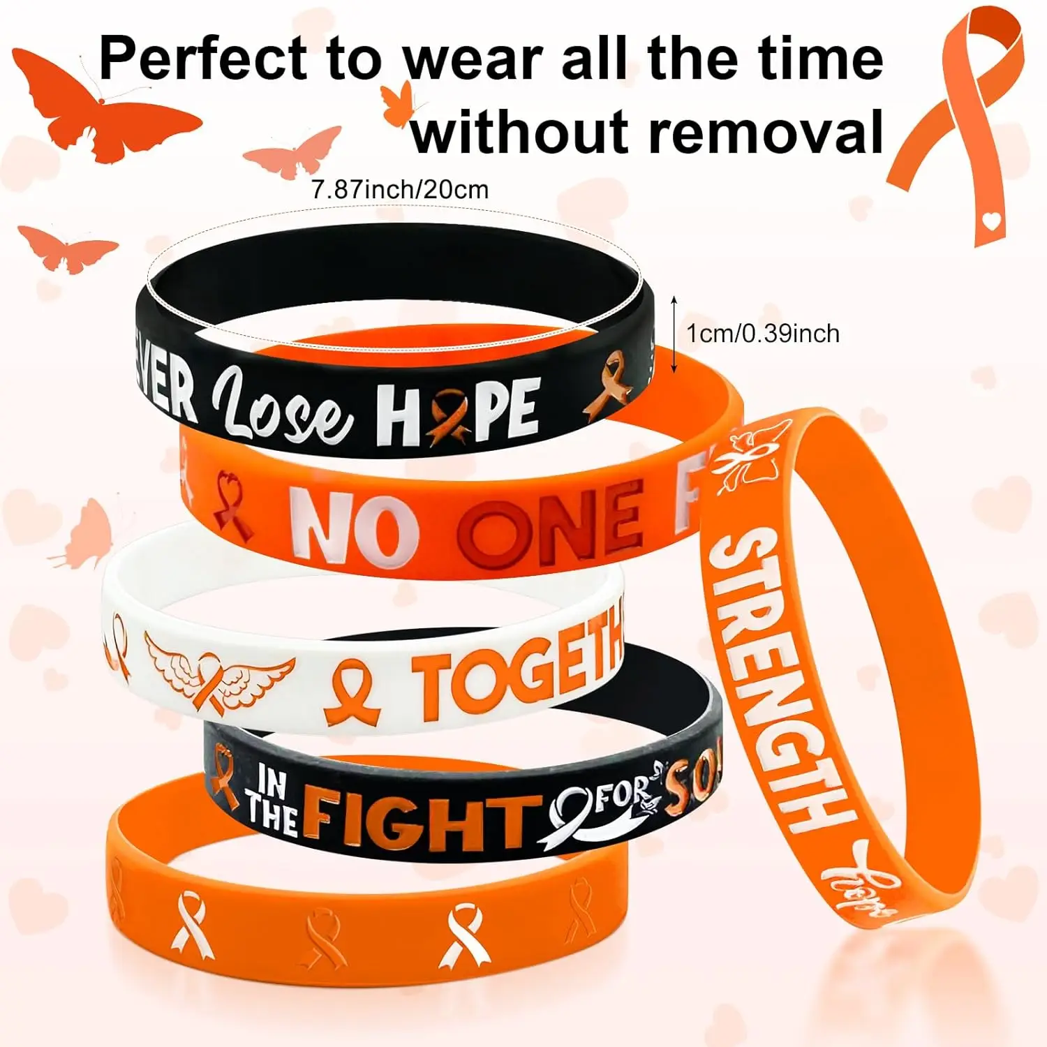 Силиконовый браслет с оранжевой лентой