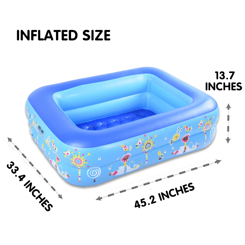 Inflatable Baby Swimming Pool Ball Durable Family KiddIe Pool for Garden, Outdoor, Kids, Backyard, Summer Printing In Stock