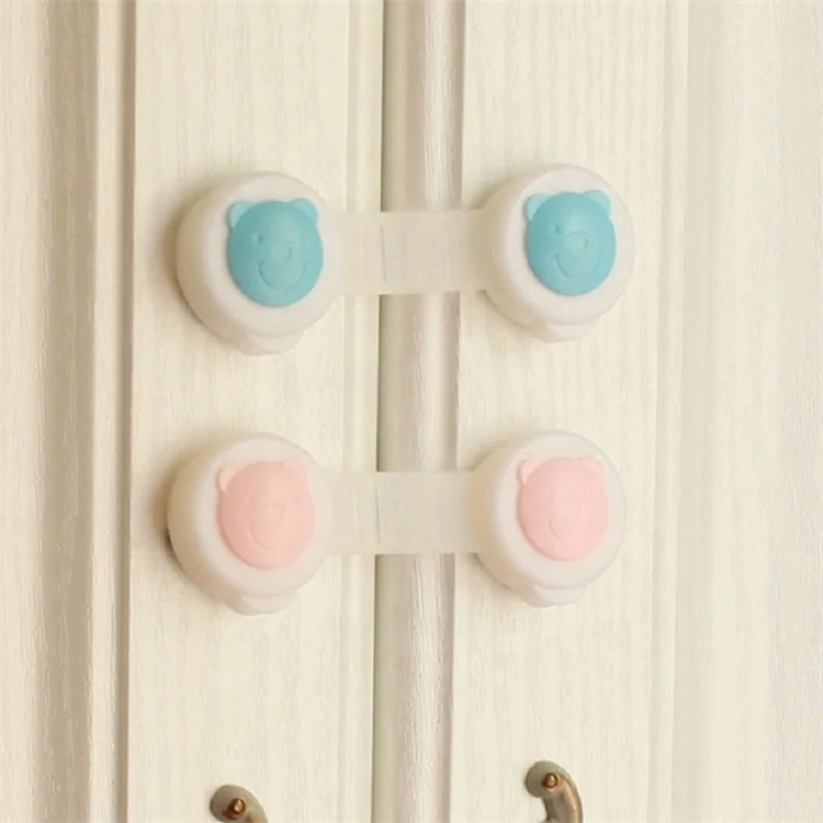 Wholesale Cartoon Bear Baby Cabinet Locks Straps Plastic Lock  For Children Wardrobe Child Protection Lock