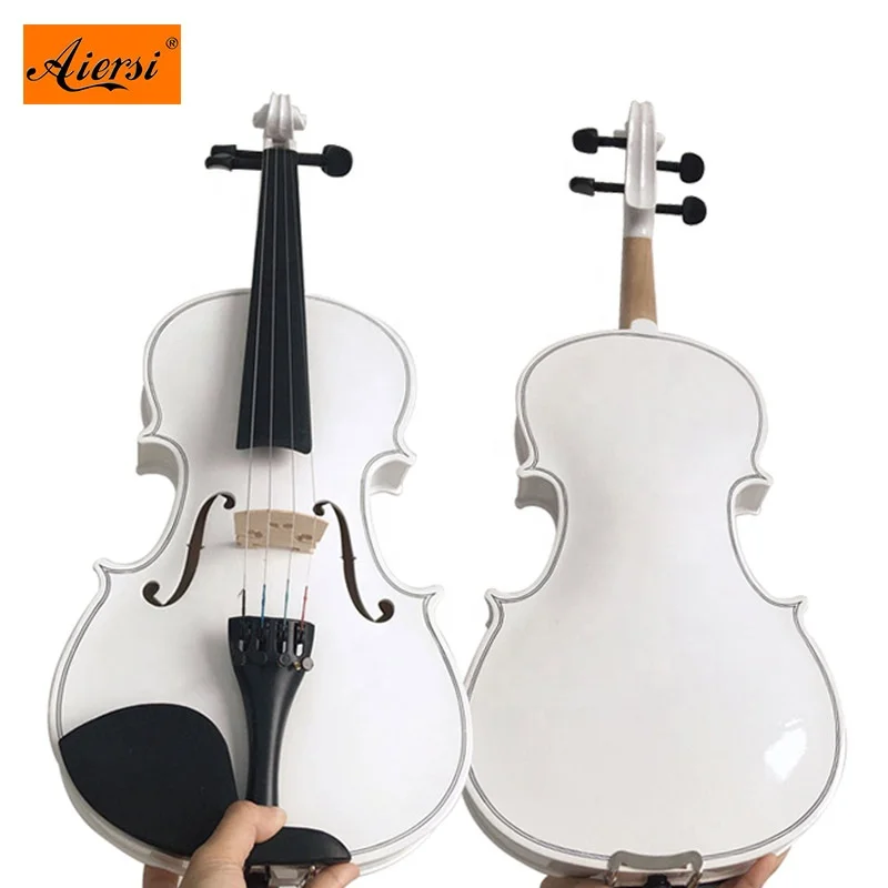 Aiersi brand entry level plywood maple white Colour spraying violin with bow case  string musical instruments for sale
