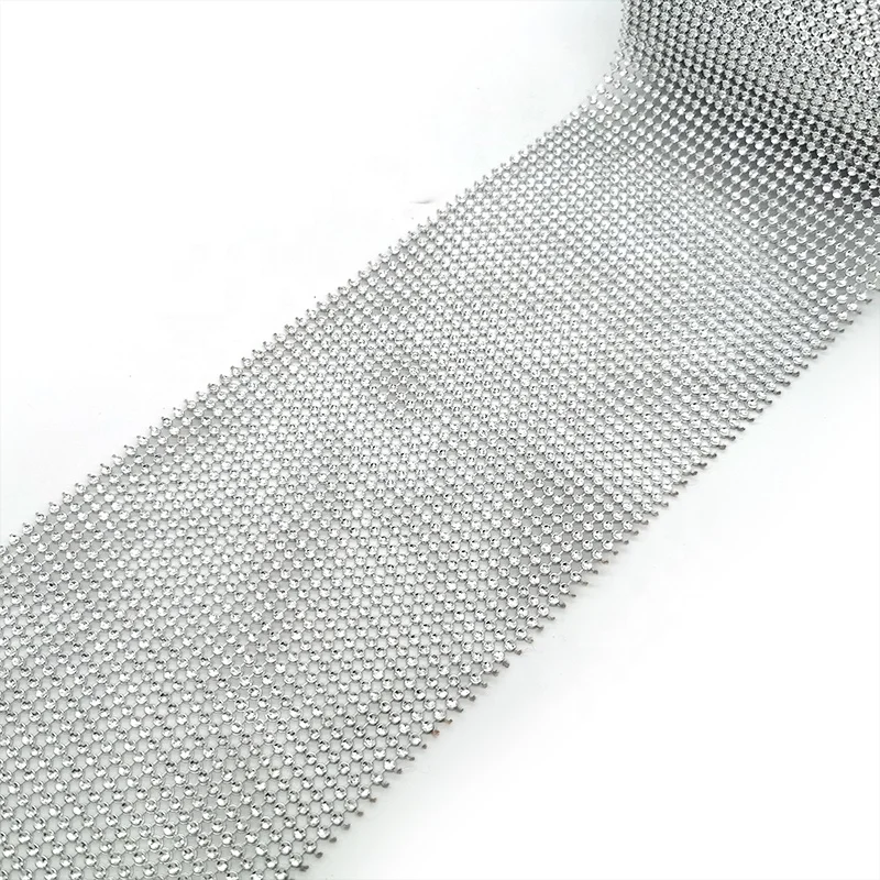factory price silver rhinestone trim 10 yard wedding trimming diamond mesh wrap roll ribbon for floral garden decoration