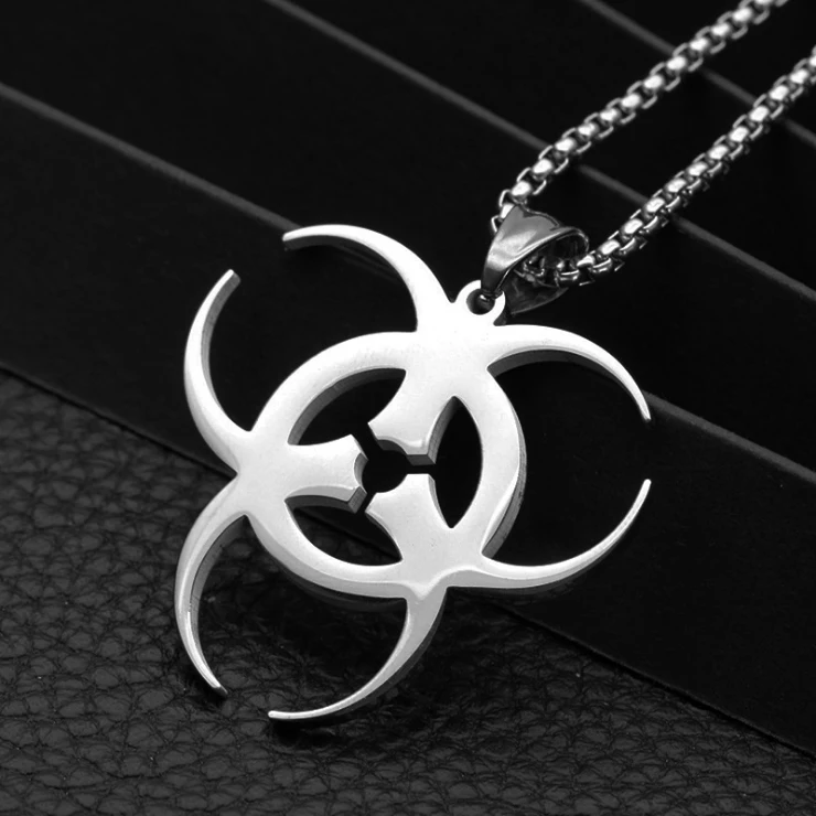Cheap Personalized Engraving Unisex Gift Pendant Faith Halloween Biohazard Necklace