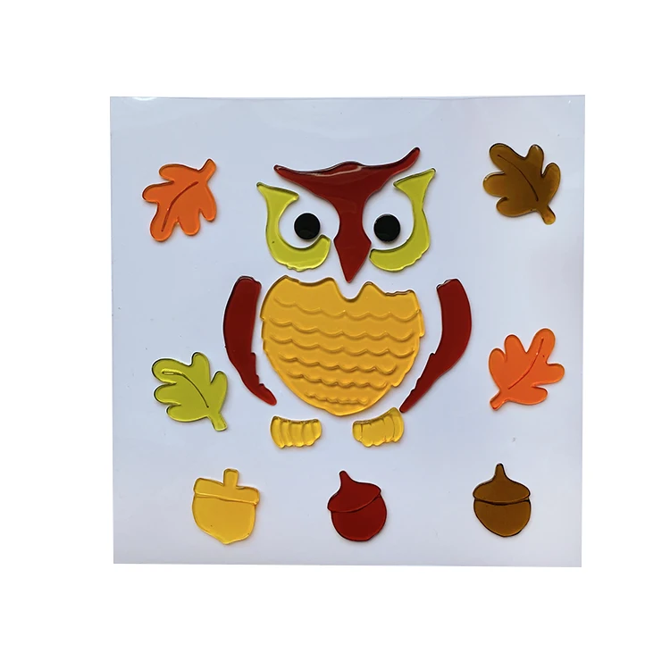 2022 DIY Cartoon TPR Washable No Glue autumn leaves  Window Decal Jelly Sticker