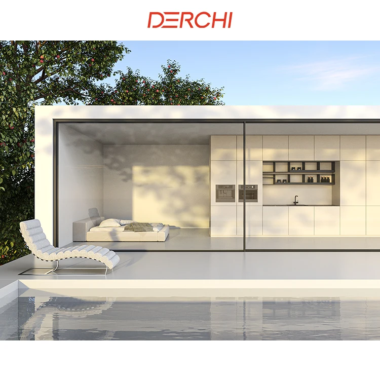 DERCHI NFRC AS2047 slim frame design 96x80 patio smart balcony lift door exterior storm impact aluminium sliding door