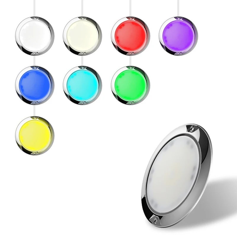 Refined Ultra thin 316L Stainless Steel IP68 Waterproof 10W 18W 24W 35WSwimming Pool Lighting Fully Resin Filled LED Pool Lights