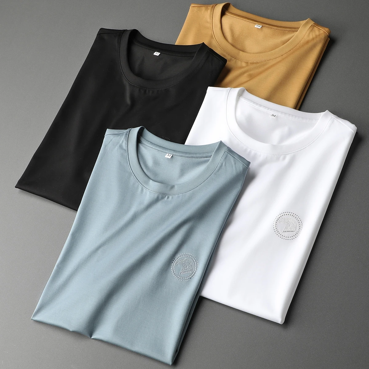 Wholesale loose fit men blank camisas 100% cotton tshirt custom emboss plain t-shirt Logo Printed Black Custom t shirts