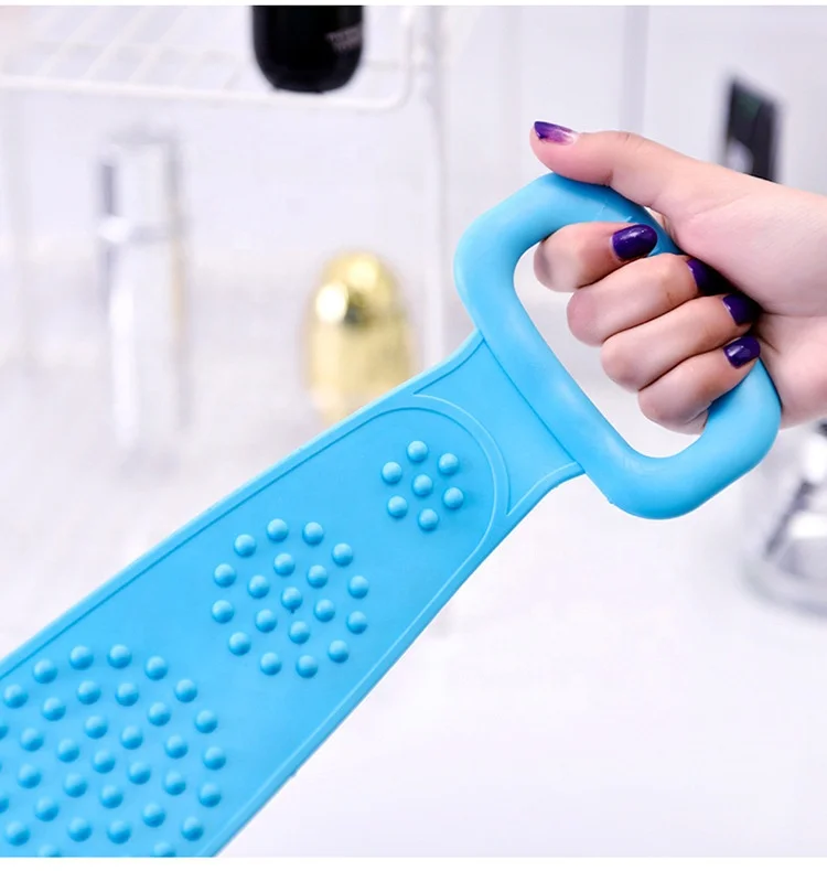 wholesale Fashionable multi function double-sided Back Body Brush Belt  silicone cleaning bath towel