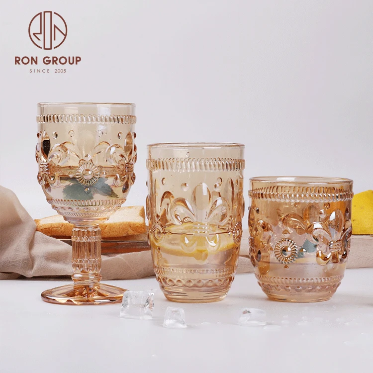 High Quality Large Unbreakable Vintage Tritan Glassware Cup Glasses Set Stemless Goblet Wine Glass for Wedding Use